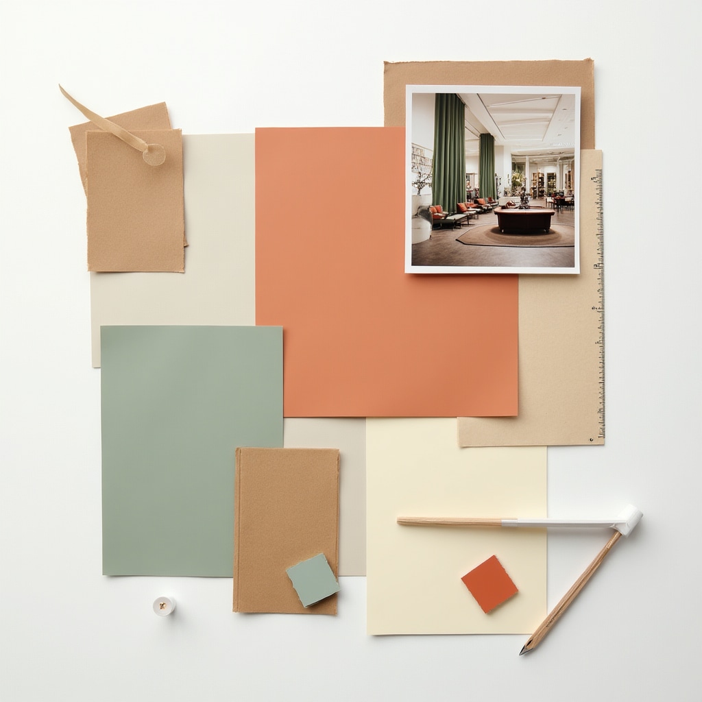 Color swatches and retail interior showcasing strategic color application