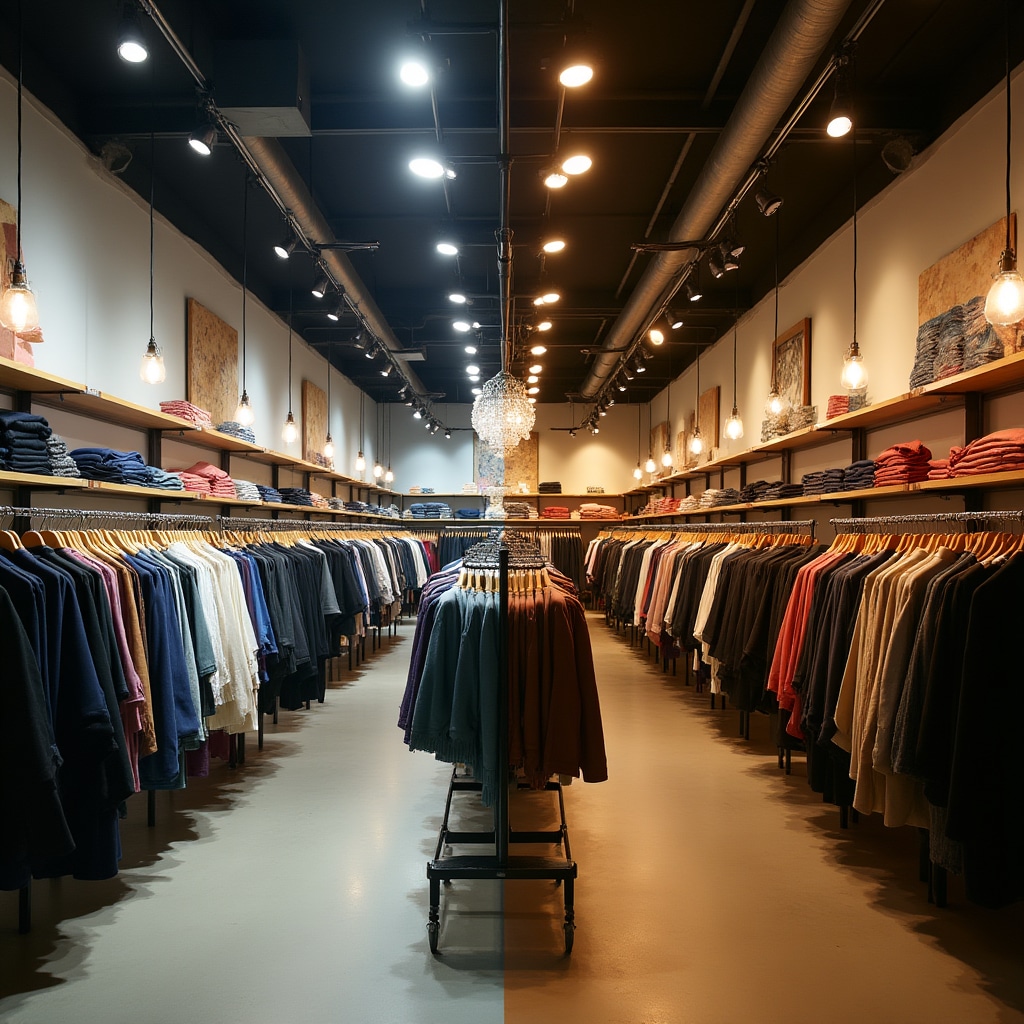 Well-lit retail space showing effective commercial lighting design
