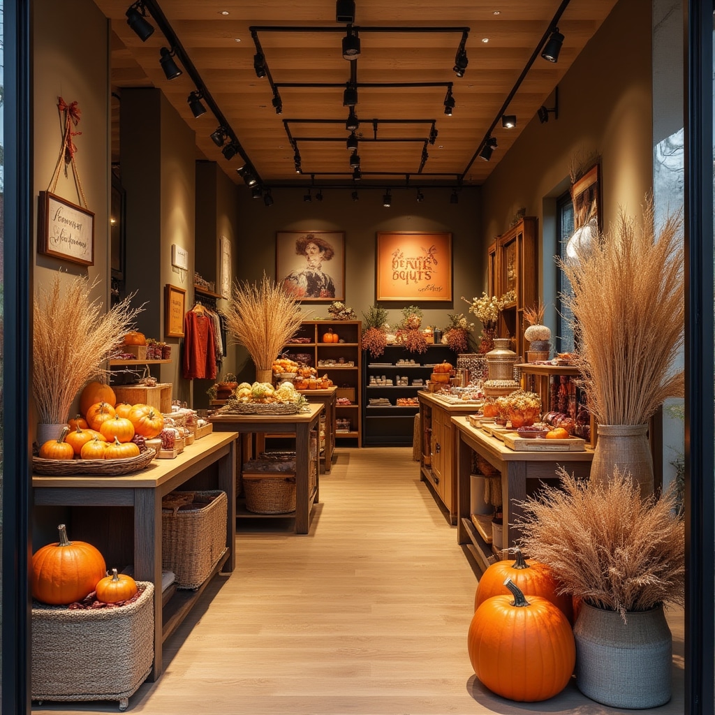 Retail space decorated for seasonal theme